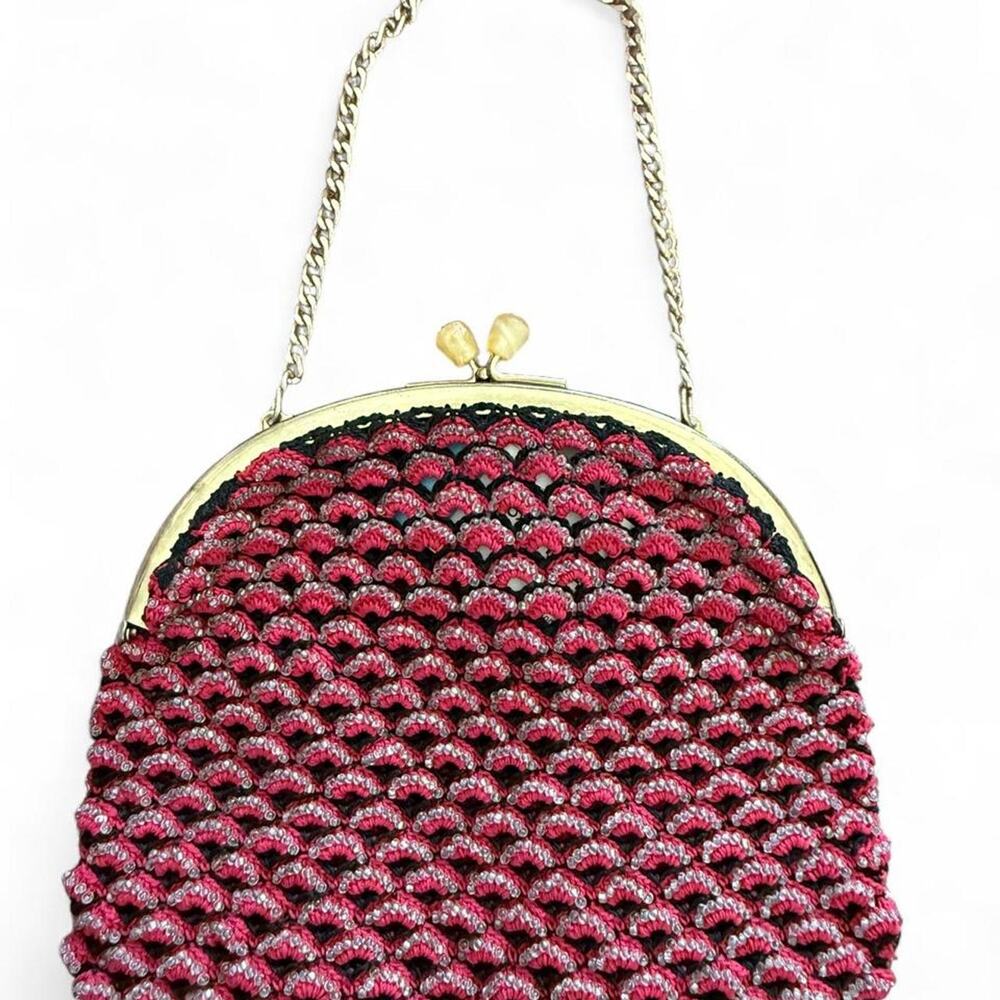 Vintage beaded crocheted evening purse